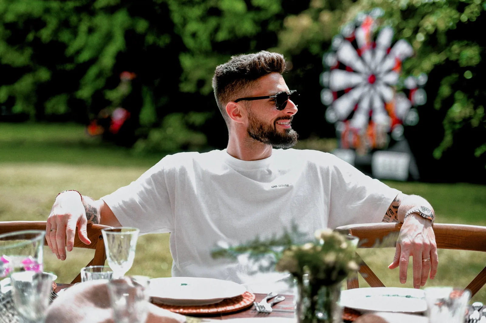 Portrait d'un joueur du Milan AC lors du repas de fin de saison