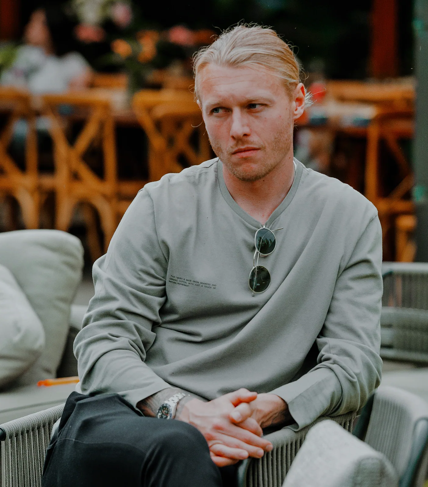 Portrait d'un joueur du Milan AC lors du repas de fin de saison