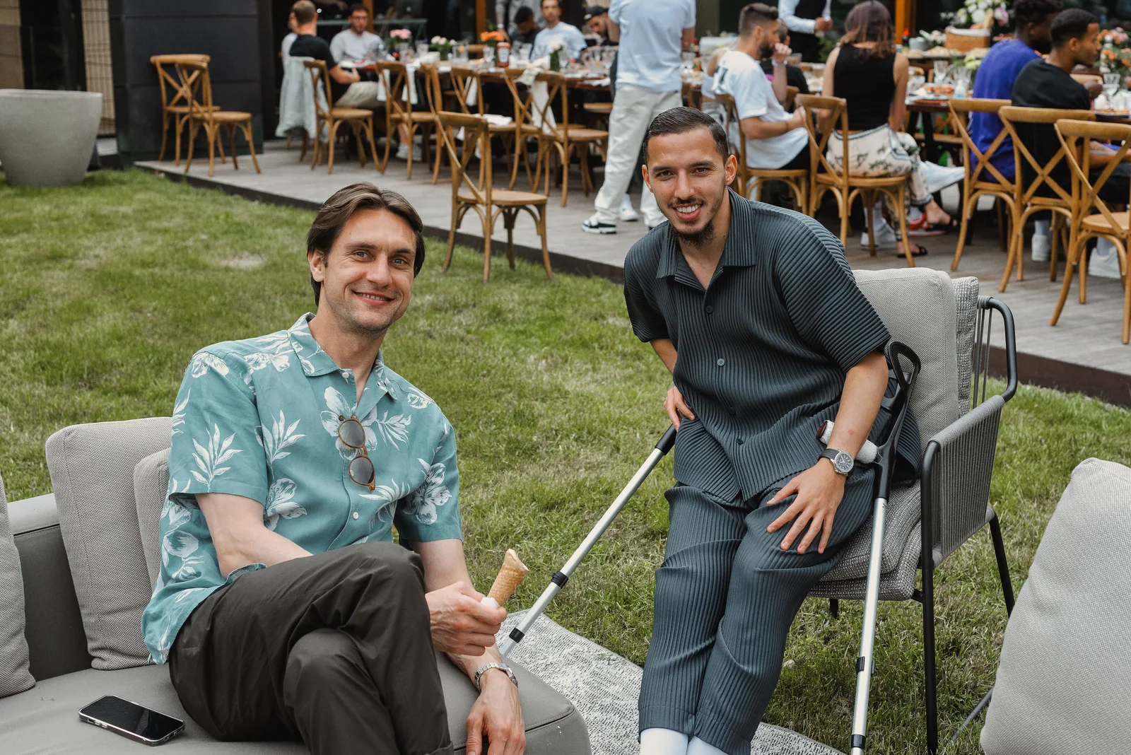 Portrait d'un joueur du Milan AC lors du repas de fin de saison