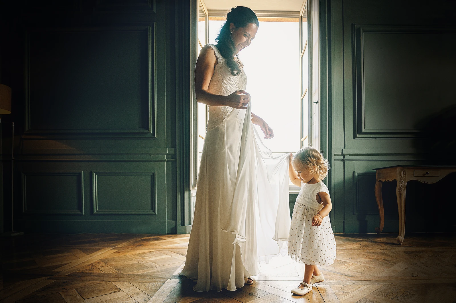 Robe de mariée en mouvement
